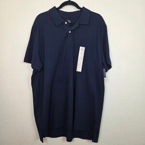 St Johns Bay Polo Mens XL Signature Navy Blue Classic Fit Easy Care Comfort Flex